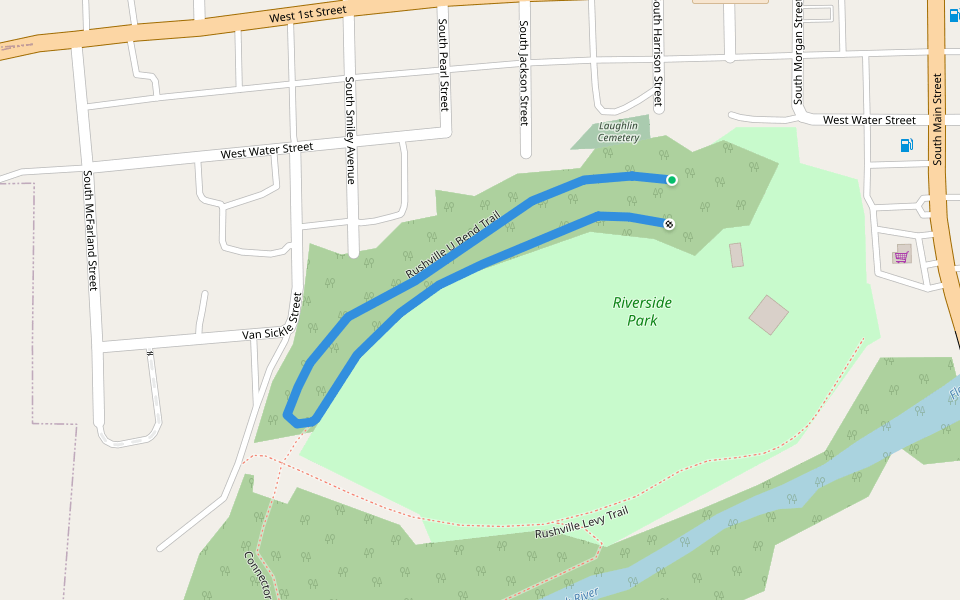 Rushville U Bend Trail walking route map in Rushville