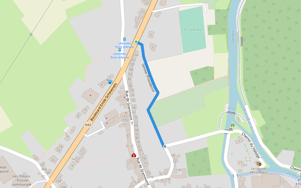 Sentier Providence walking route map in Lessines