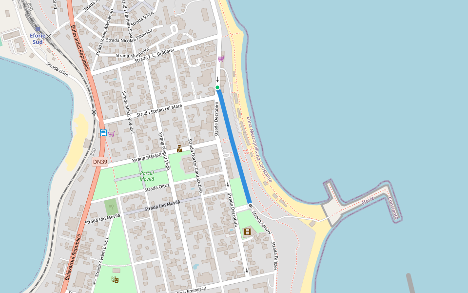 Strada Falezei walking route map in Eforie Sud