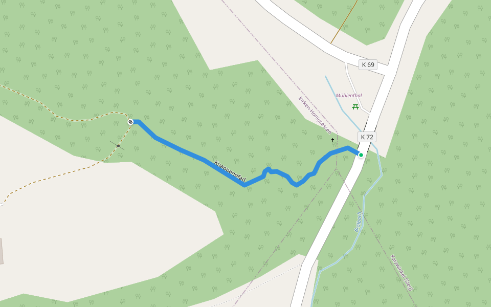 Knappenpfad walking route map in Birken-Honigsessen