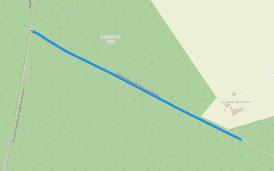 Chemin Rural de Parc à Lombrail walking route map in Valence-en-Poitou