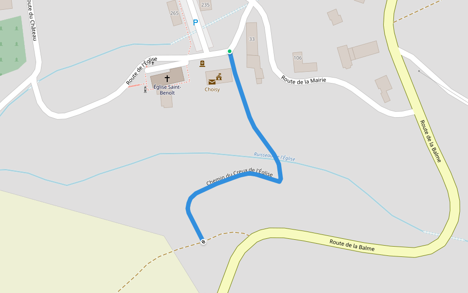 Chemin du Creux de l'Église walking route map in Choisy
