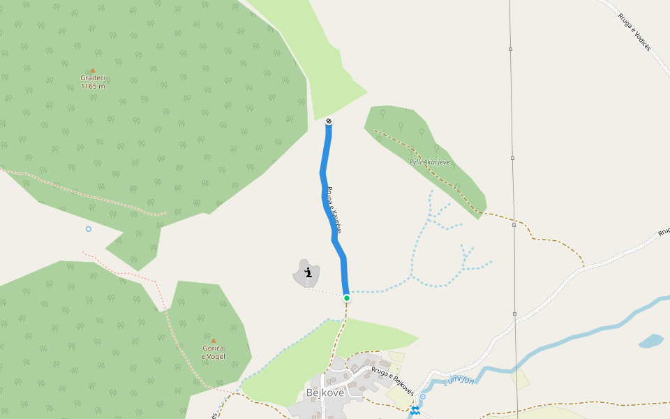 Rruga e Kaurëve walking route map in Korçë