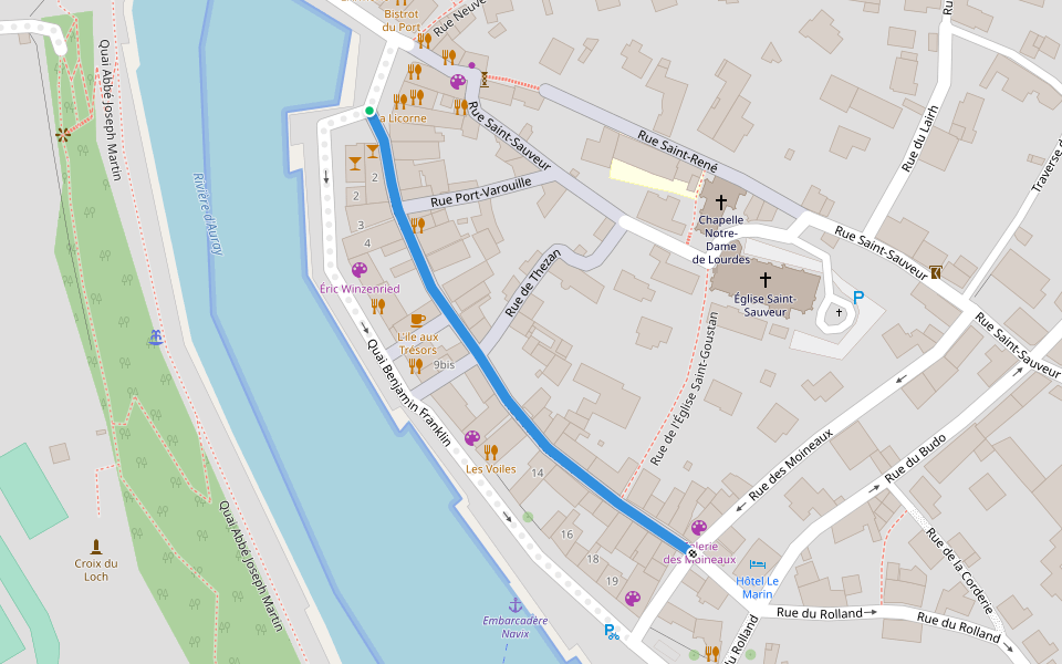 Rue du Petit Port walking route map in Auray
