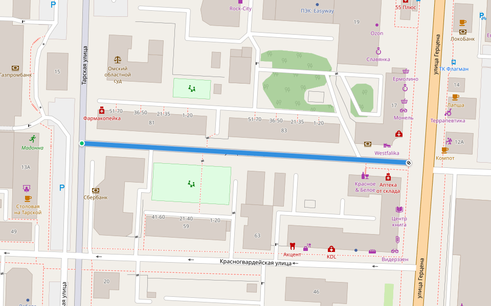 улица Чапаева walking route map in Tyukalinsk