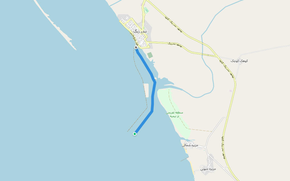مسیر تردد شناورها (خور) walking route map in Bushehr