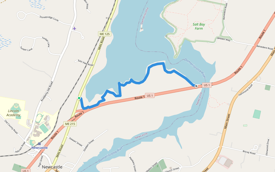 Great Salt Bay and Hart Family Heritage Trail walking route map in Newcastle