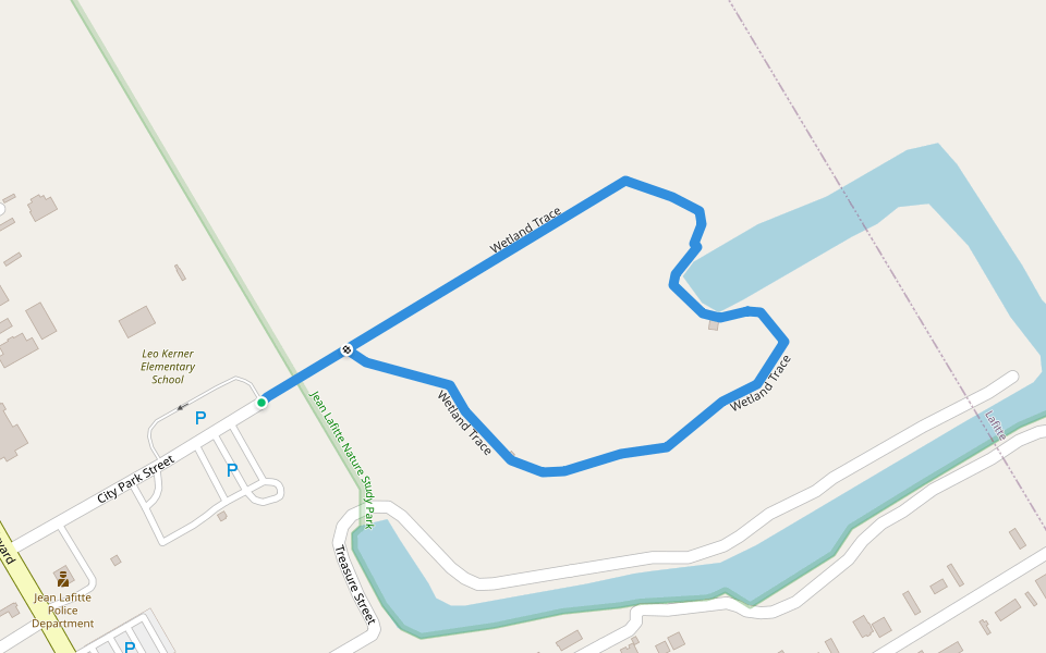 Wetland Trace walking route map in Lafitte