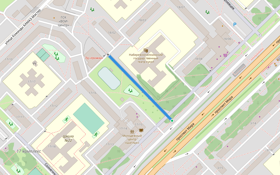 Школьный бульвар walking route map in Naberezhnye Chelny
