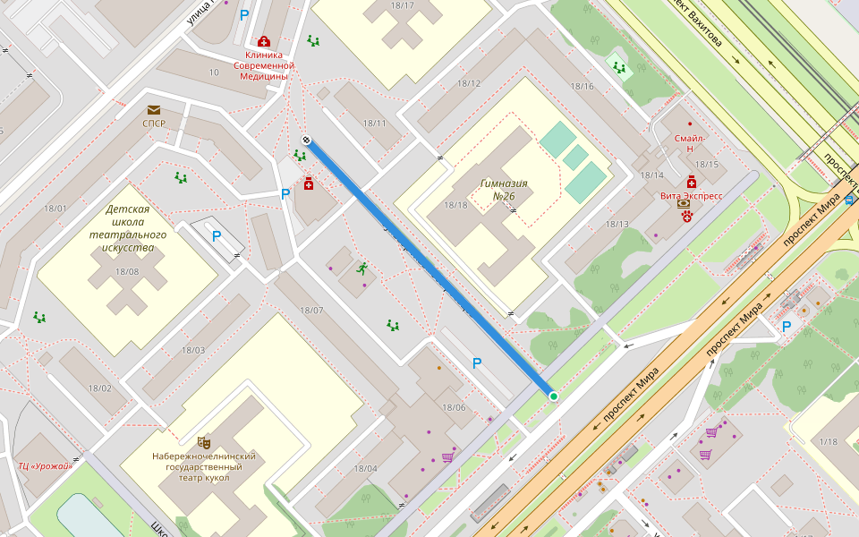 бульвар Главмосстроевцев walking route map in Naberezhnye Chelny