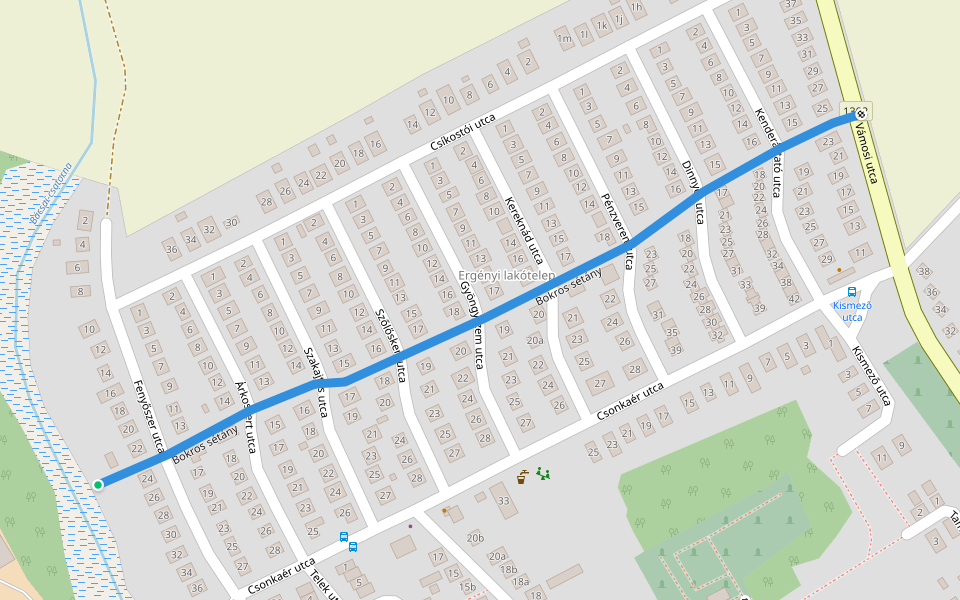 Bokros sétány walking route map in Győr