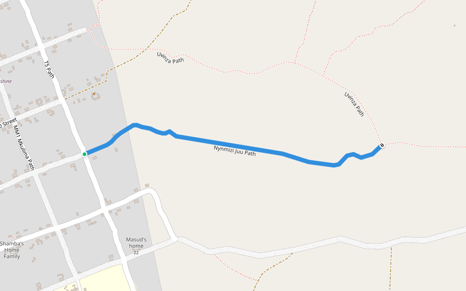 Nynmizi Juu Path walking route map in Zeze