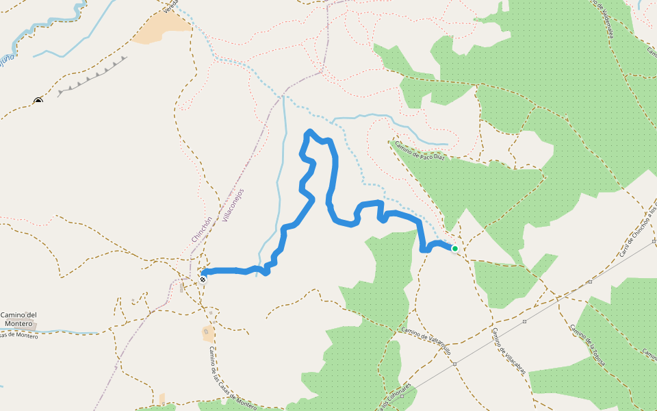 Sendero Fuente de Villacabras walking route map in Villaconejos