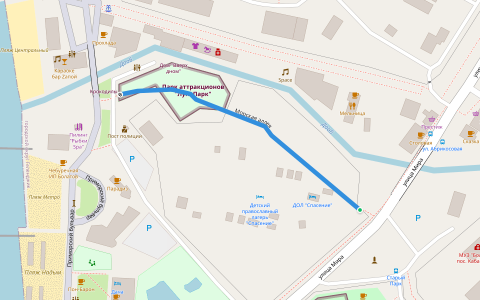 Морская аллея walking route map in Kabardinka