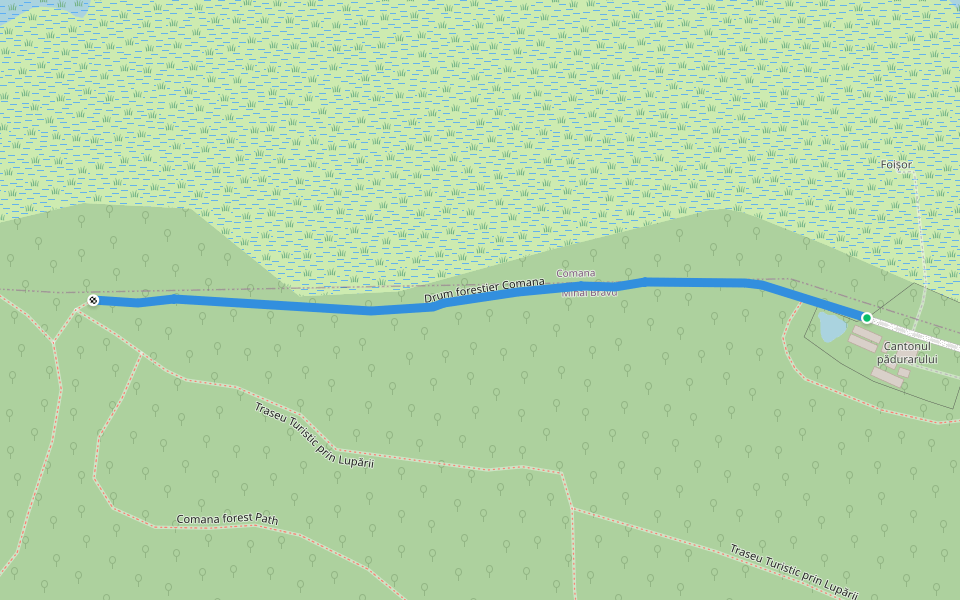 Drum forestier Comana walking route map in Comana