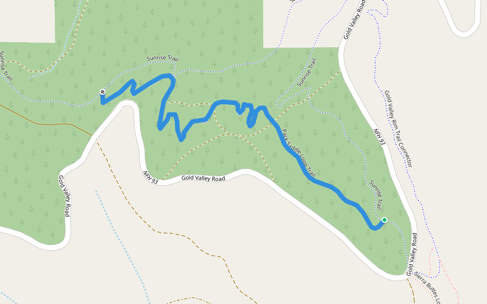 Sunrise Flow Trail walking route map in Sierra City