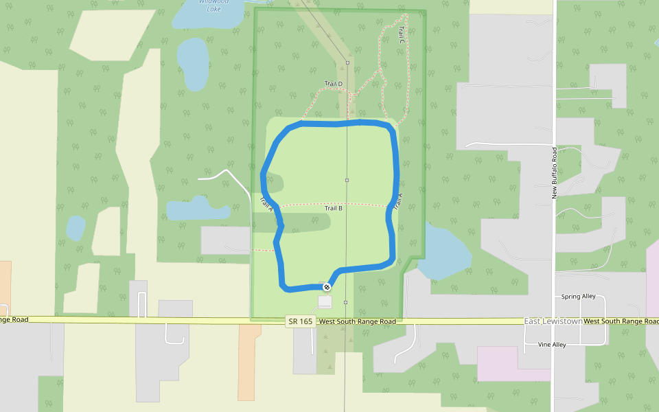 Trail A walking route map in Columbiana