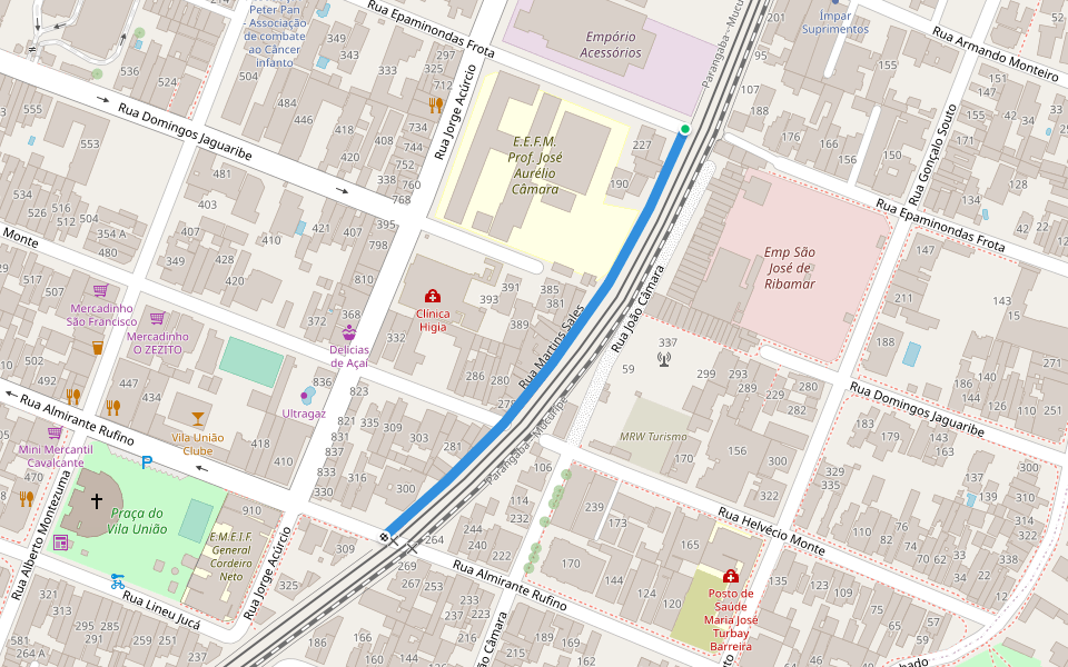 Rua Martins Sales walking route map in Fortaleza