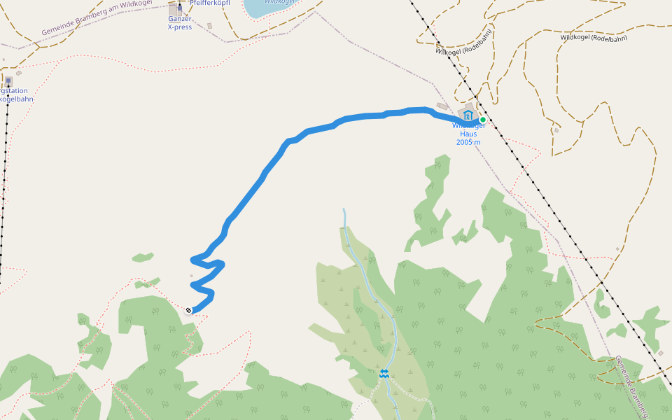 Wildkogeltrail walking route map in Bramberg am Wildkogel