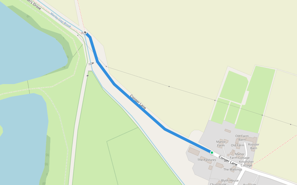 Conger Lane walking route map in Holywell