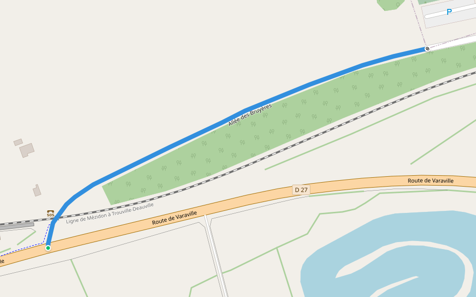 Allée des Bruyères walking route map in Tourgéville