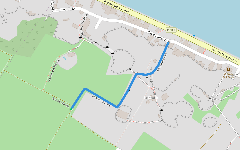 Montée des Clos walking route map in Souzay-Champigny