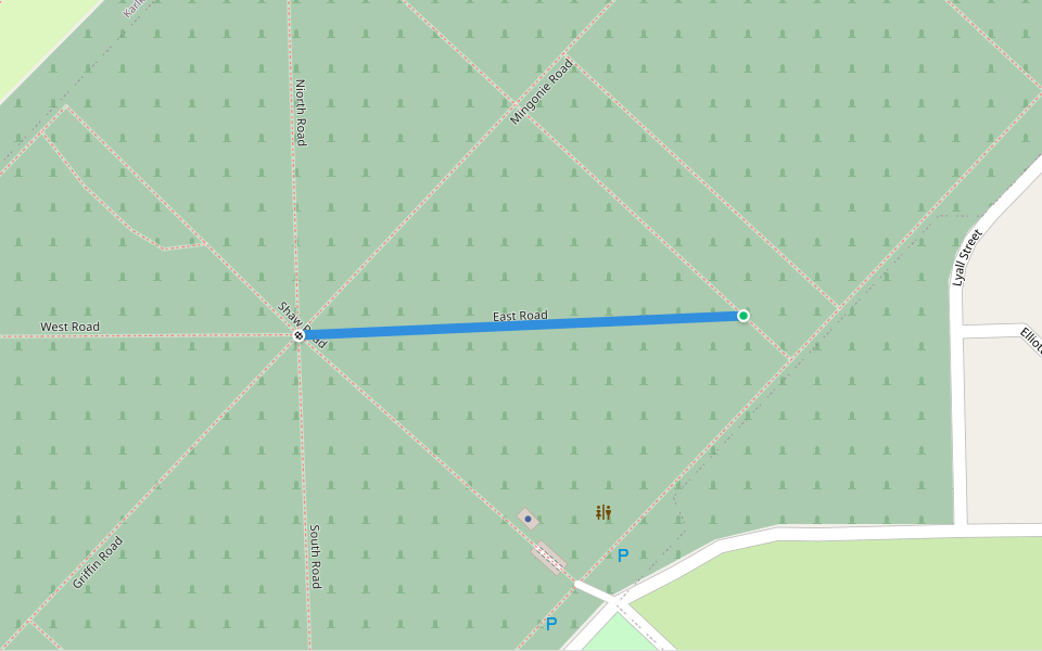 East Road walking route map in Lamington