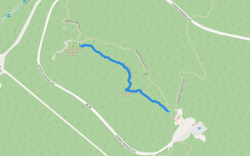 Little Pinnacle Trail walking route map in Mouth of Wilson