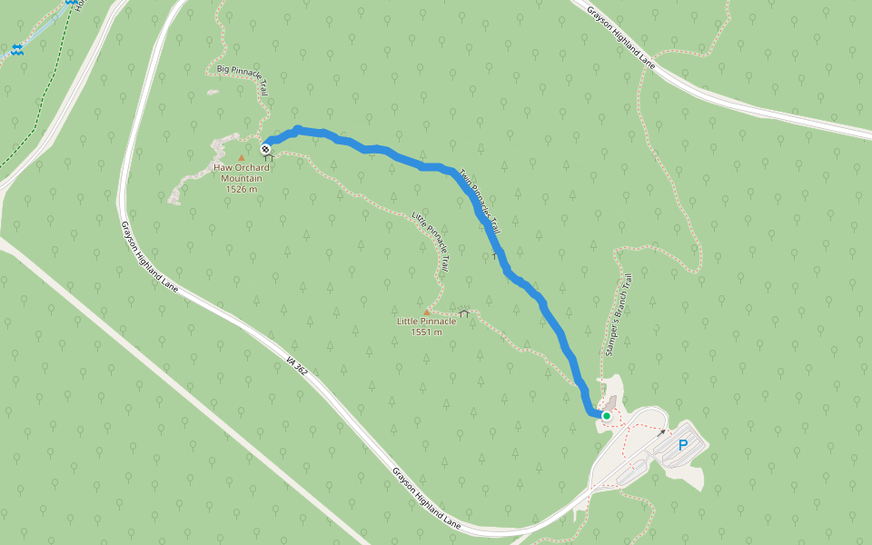 Twin Pinnacles Trail walking route map in Mouth of Wilson