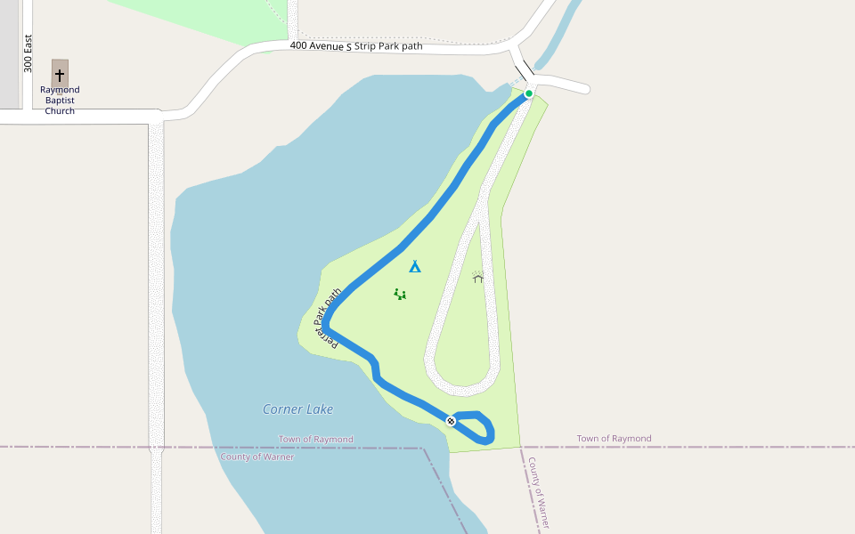 Perret Park path walking route map in Raymond