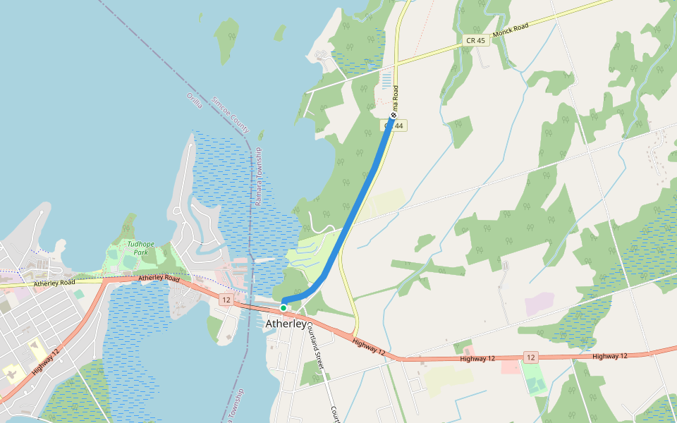 Ramara Trail walking route map in Orillia