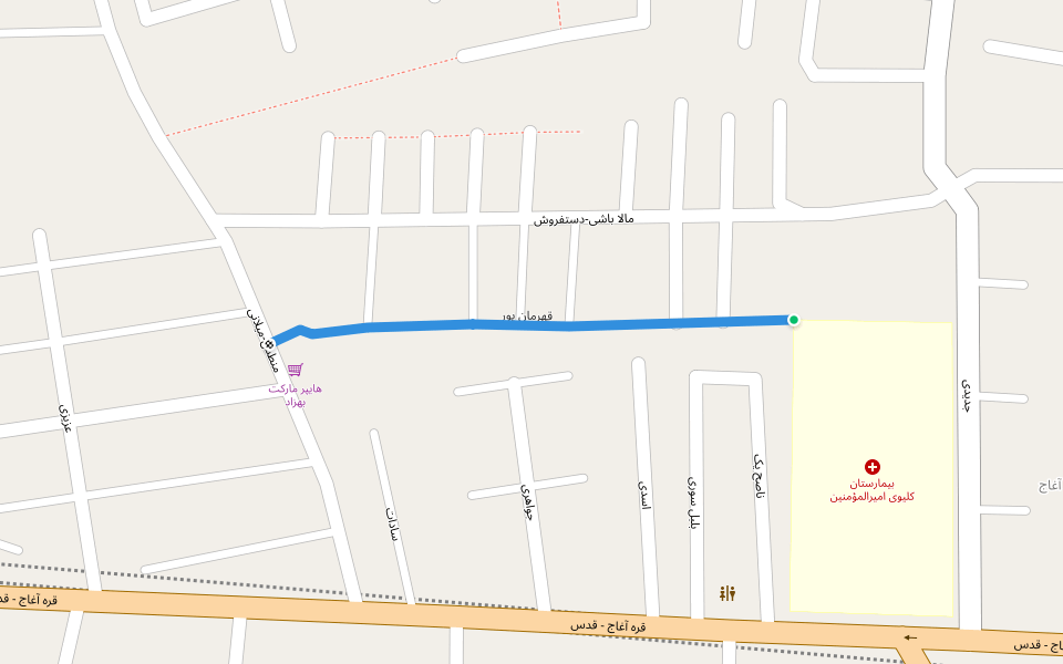 قهرمان پور walking route map in Tabriz