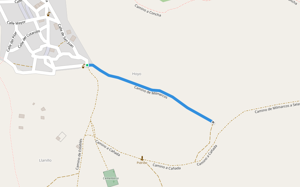 Camino de Milmarcos walking route map in Establés