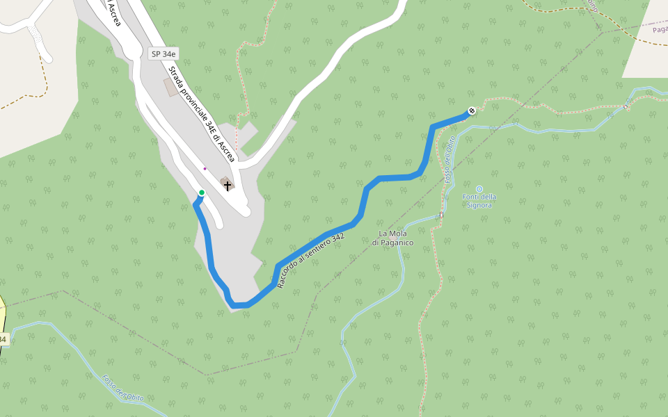 Raccordo al sentiero 342 walking route map in Ascrea