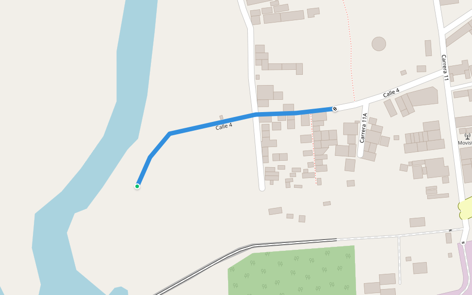 Calle 4 walking route map in Leticia
