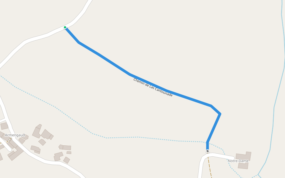 Chemin de Las Cantounade walking route map in Fontrieu