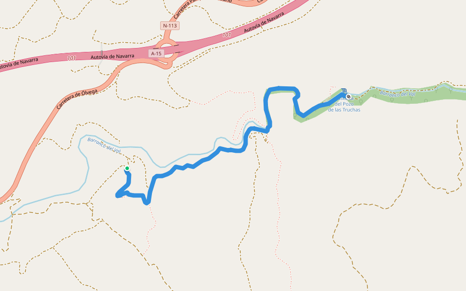 Barranco del Val walking route map in Ágreda