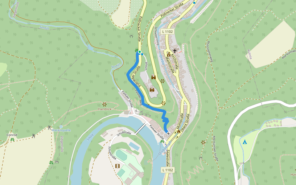 Paskaer Weg walking route map in Ziegenrück