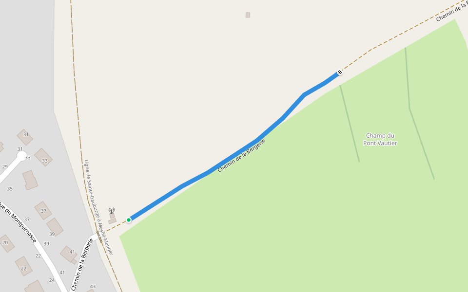 Chemin de la Bergerie walking route map in Vimoutiers