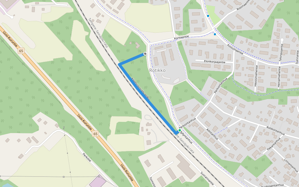 kävely/pyöräily polku walking route map in Ylöjärvi