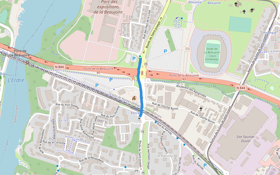 Route de Saint-Joseph walking route map in Nantes