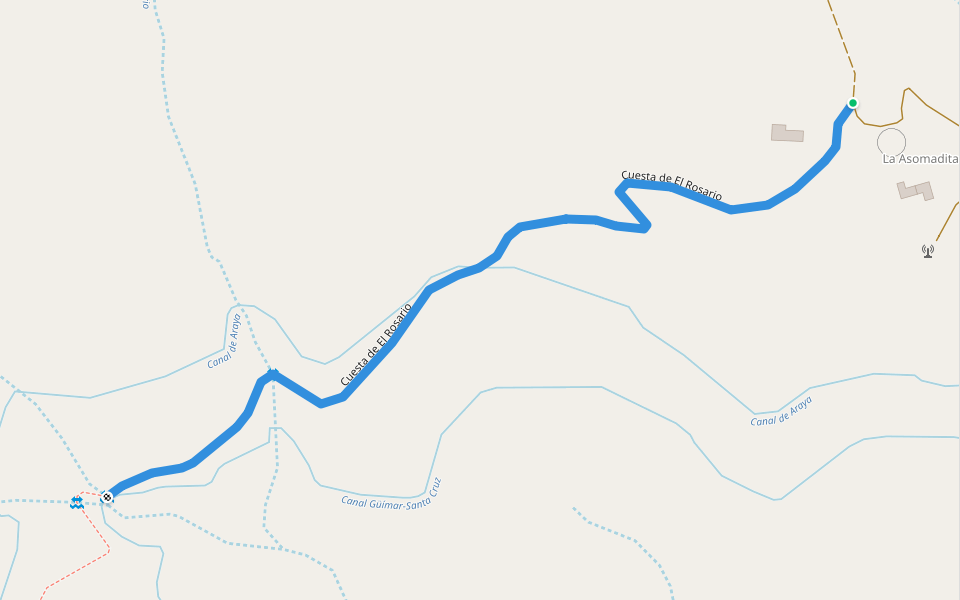 Cuesta de El Rosario walking route map in Machado
