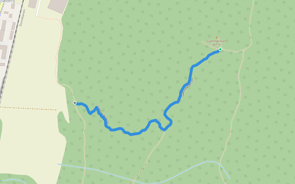 Gammelåsen DH walking route map in Søberg