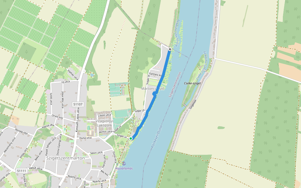 Dunapart-felső walking route map in Szigetszentmárton