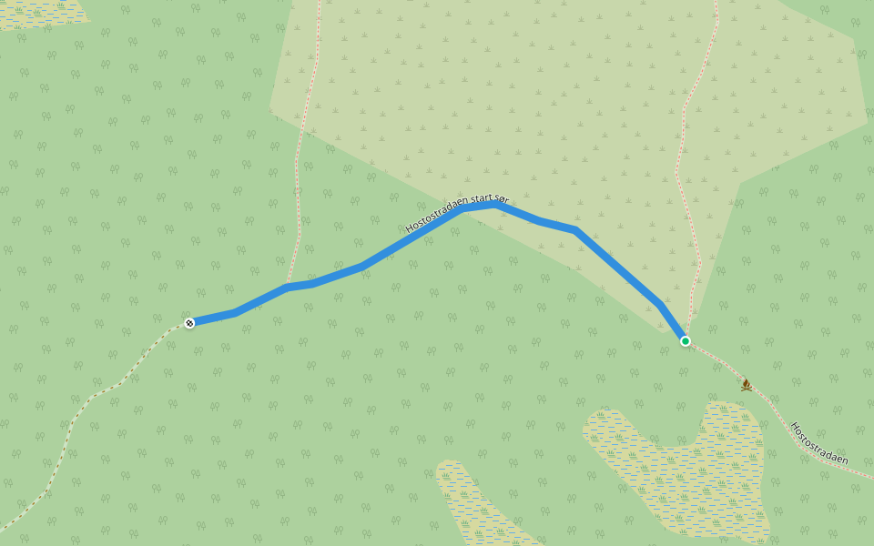 Hostostradaen start sør walking route map in Innset
