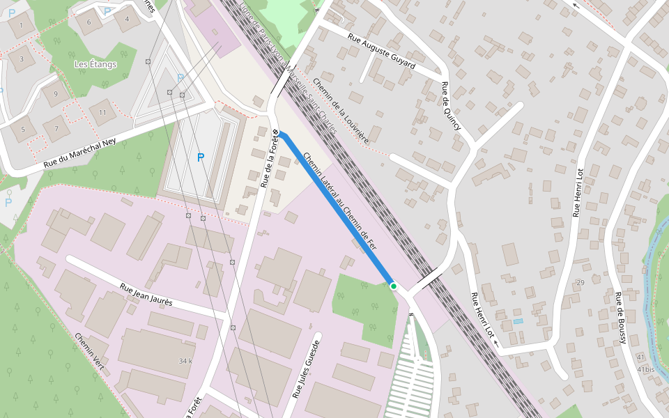 Chemin Latéral au Chemin de Fer walking route map in Épinay-sous-Sénart