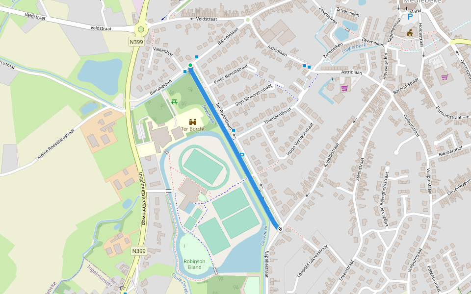 Ter Borchtlaan walking route map in Meulebeke