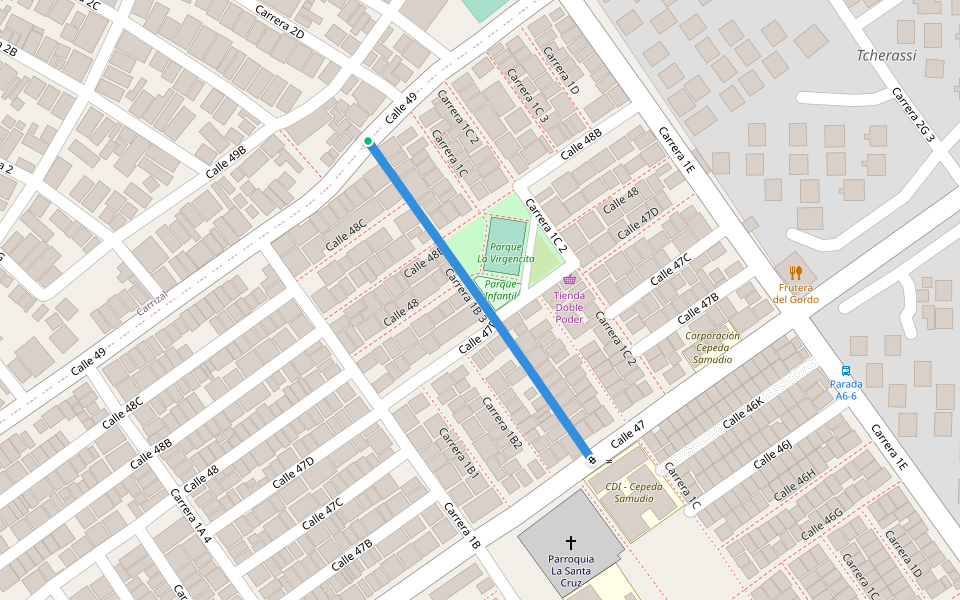 Carrera 1B 3 walking route map in Barranquilla