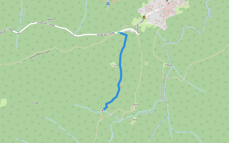 Loro walking route map in Falmenta