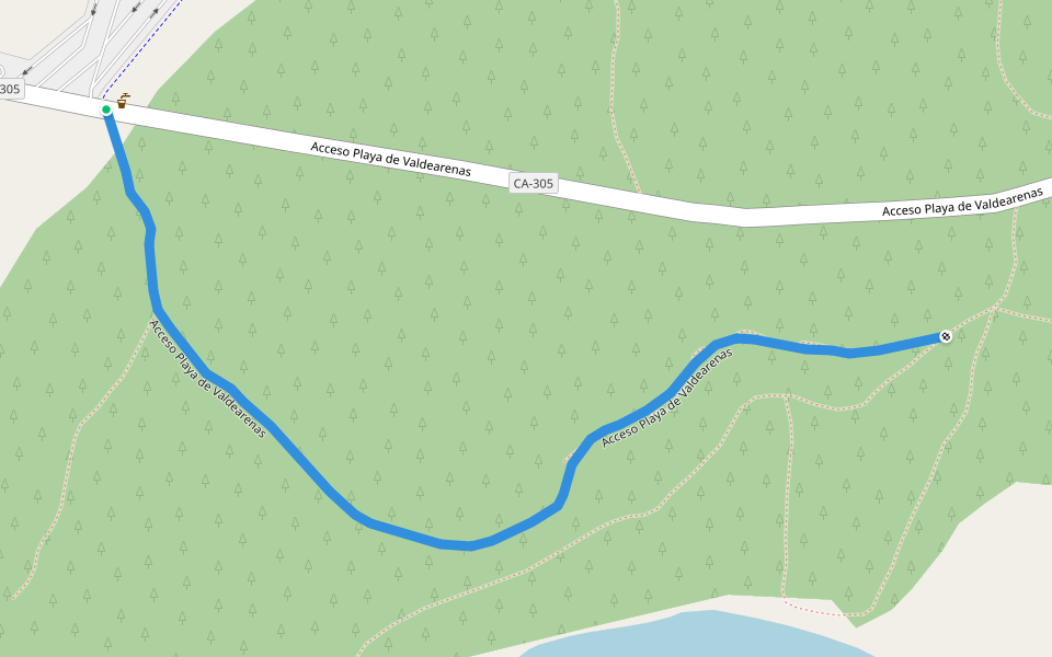 Acceso Playa de Valdearenas walking route map in Mogro